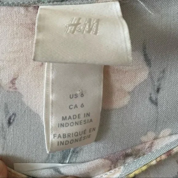 H&M Tie-sleeved Floral Print Casual Dress NWT Size 6 - Picture 5 of 9